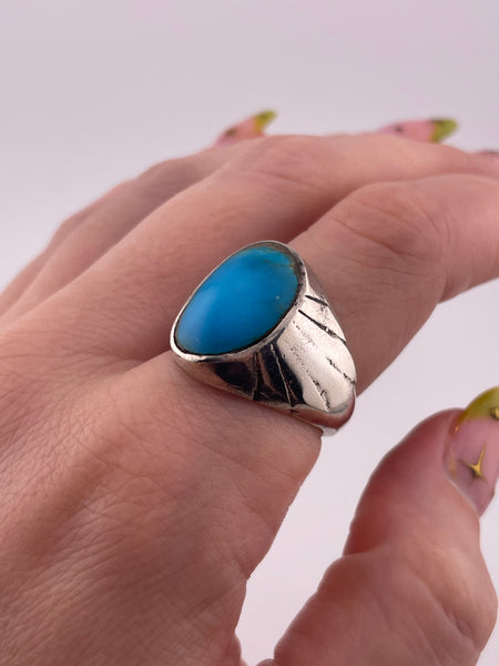size 9 sterling silver turquoise ring