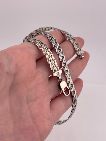 terling silver 16" 7.43mm woven herringbone flat chain necklace