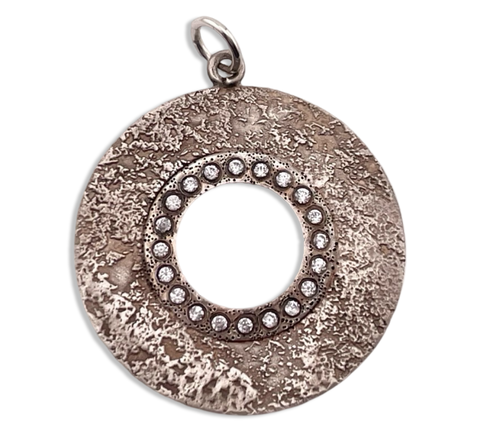 sterling silver rhinestone textured Silpada pendant