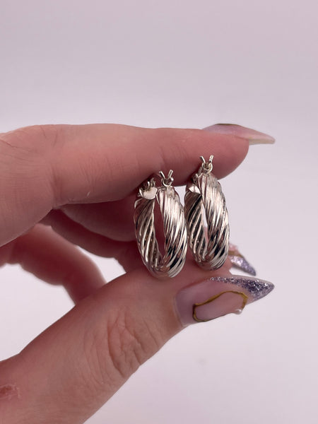 sterling silver 3/4" cable hoop earrings