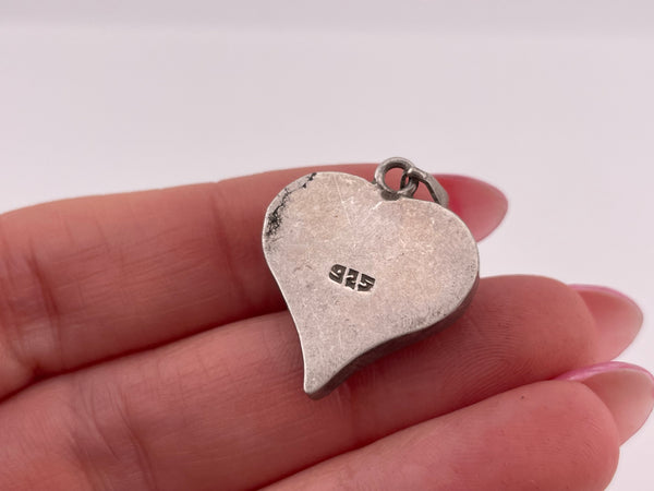 sterling silver flowers in resin heart pendant