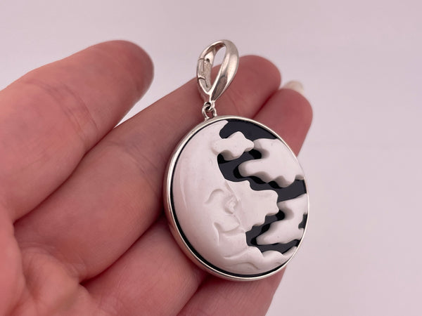 sterling silver molded plastic moon pendant