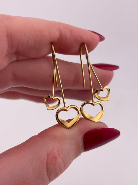 sterling silver gold wash hearts hook earrings