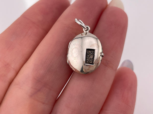 sterling silver rhodium plated 'Liz 2000' oval locket pendant