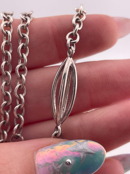 sterling silver 17-3/8" cable link spacer necklace