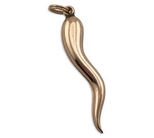 14k yellow gold Italian horn good luck pendant