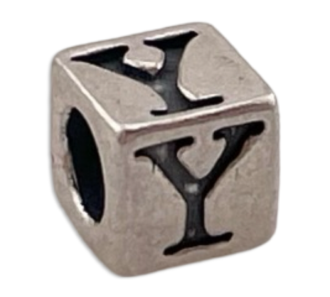 sterling silver small 4.4mm "Y" initial letter block charm pendant