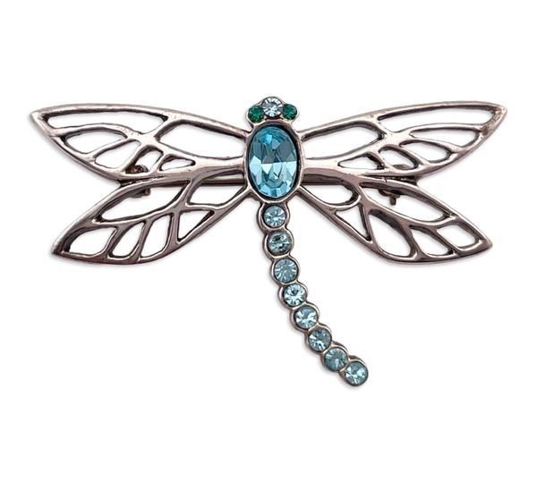 sterling silver dragonfly glass pendant brooch