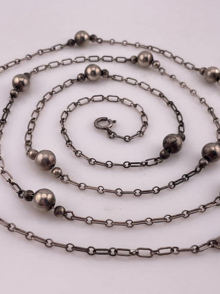 sterling silver 41" spacer ball layer necklace