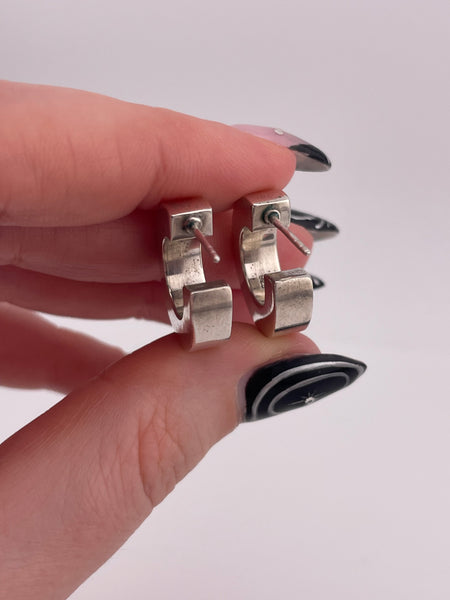 sterling silver chunky 3/4" post hoop earrings
