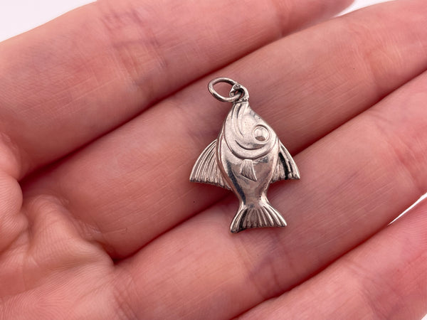 sterling silver puffy fish pendant