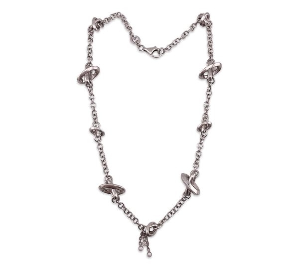 sterling silver designer Movado spacer diamond dangle necklace