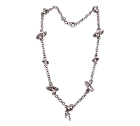 sterling silver designer Movado spacer diamond dangle necklace