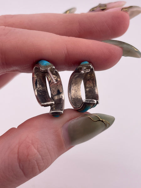 sterling silver synthetic turquoise post earrings