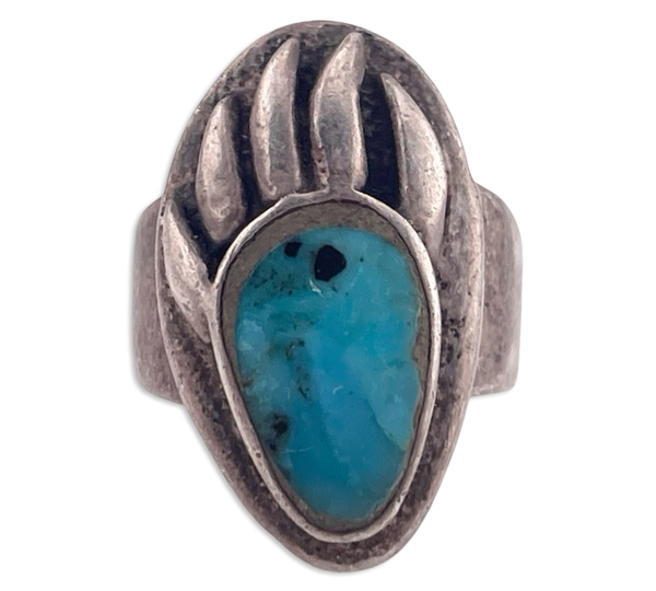size 6.75 sterling silver turquoise bear paw ring