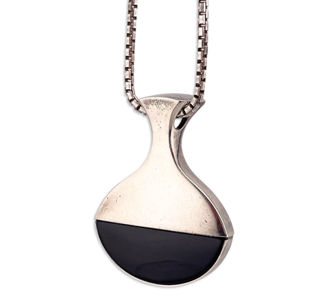 sterling silver Neils Erik From Denmark modernist onyx necklace