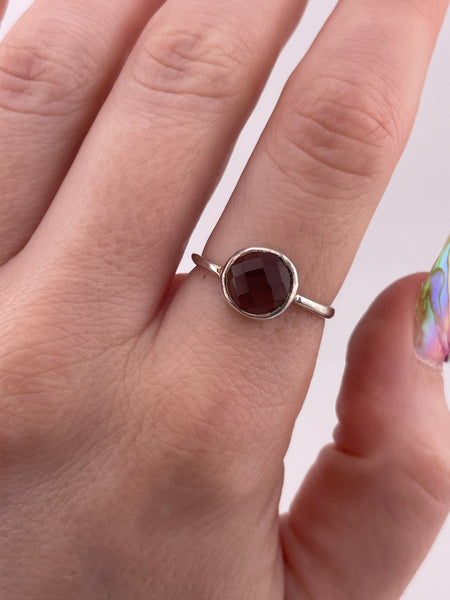 size 8 sterling silver faceted quartz ring