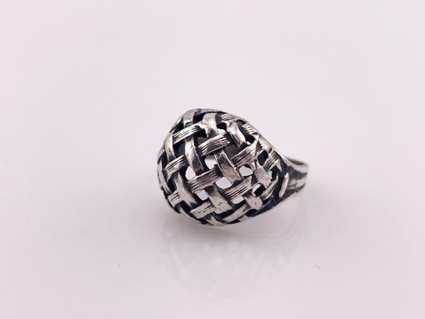 size 7 sterling silver stoneless basket weave ring