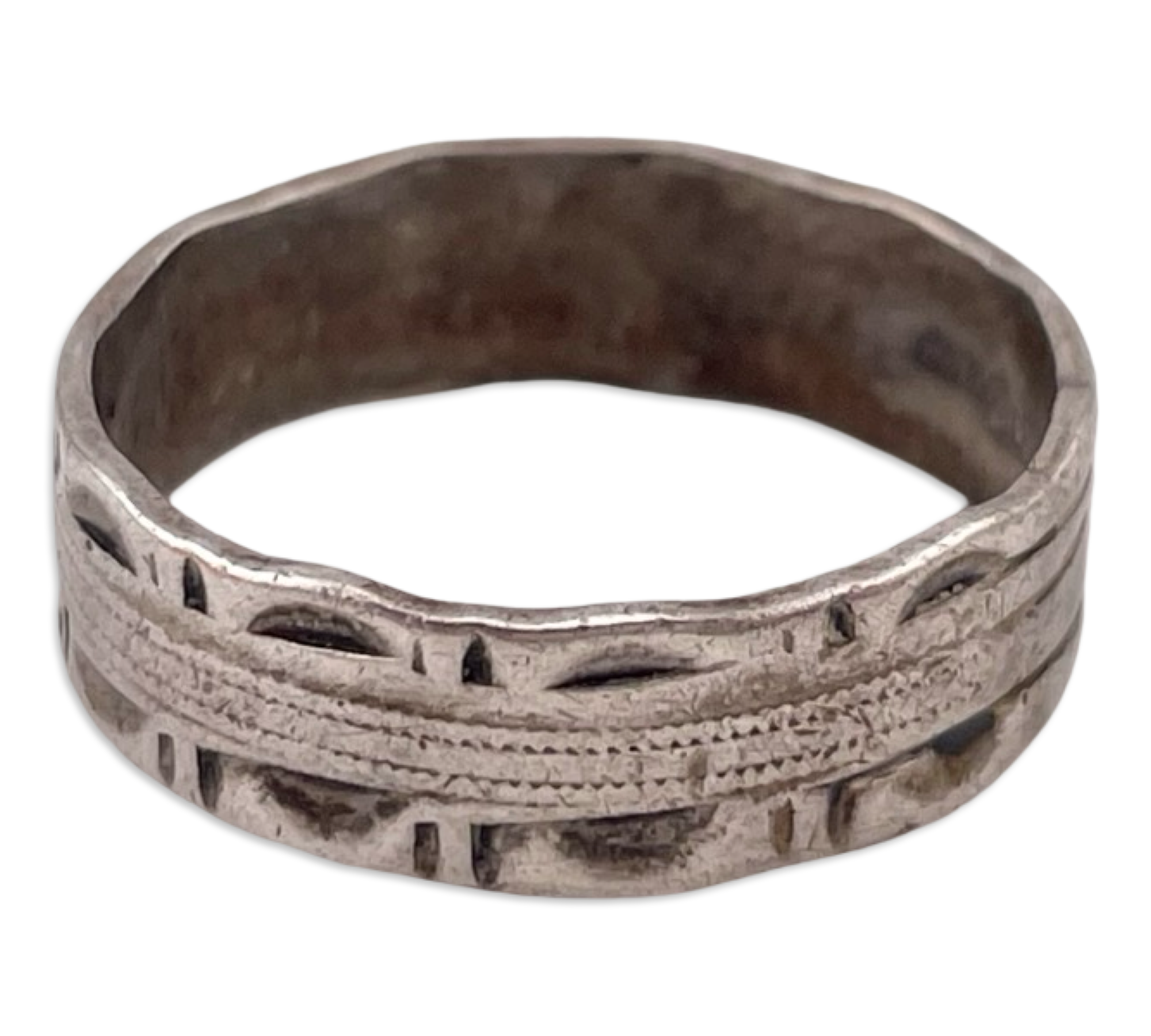 size 6.75 sterling silver old textured band ring