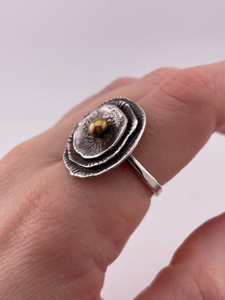 size 9 sterling silver & brass rhodium plated ring