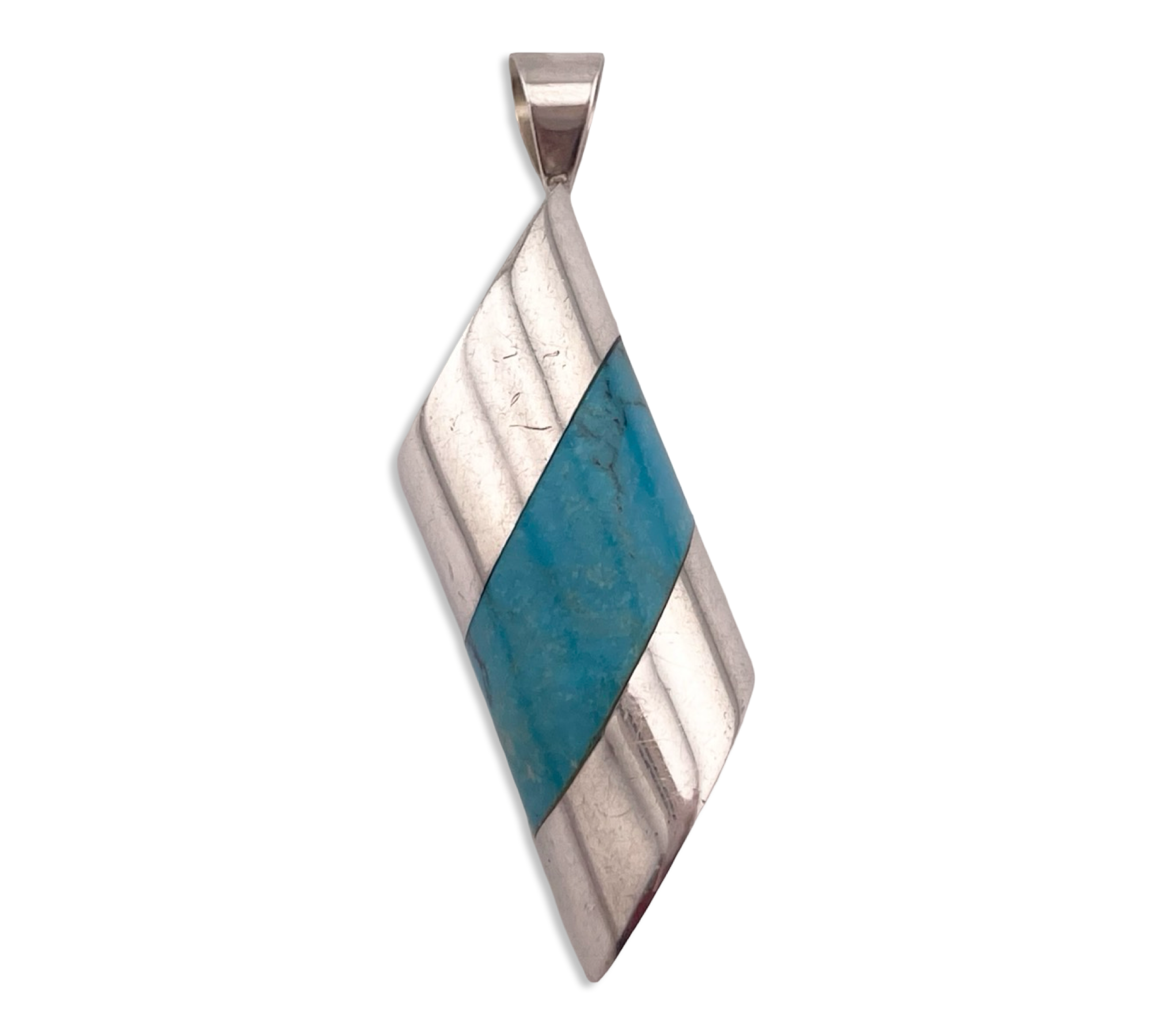 sterling silver DTR 2-7/8" stabilized turquoise pendant