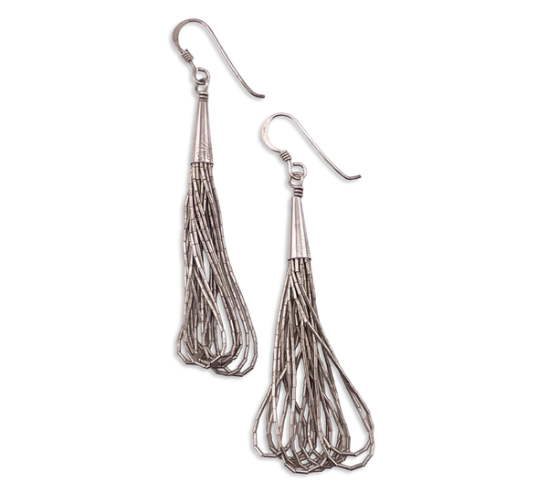 sterling silver liquid silver hook dangle earrings