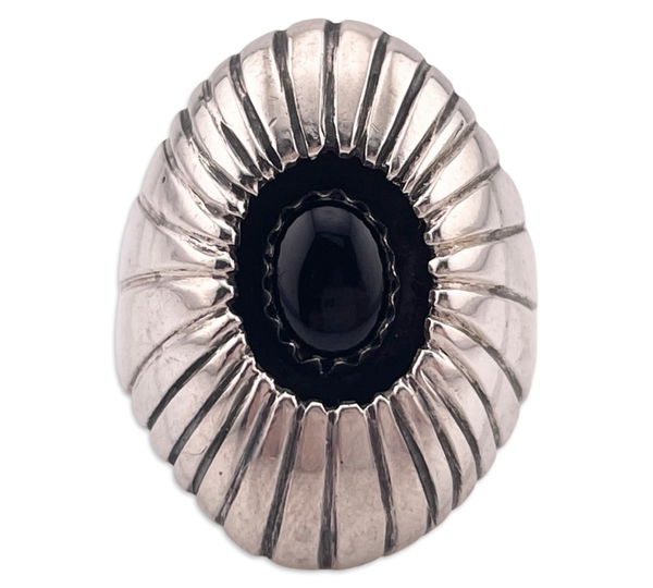 size 11 sterling silver onyx shadowbox ring