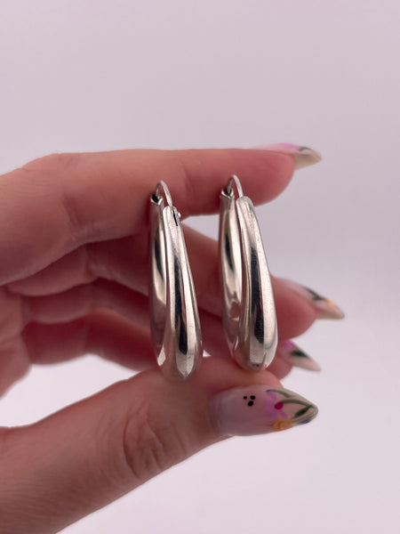 sterling silver 1 3/8" smooth hoop earrings