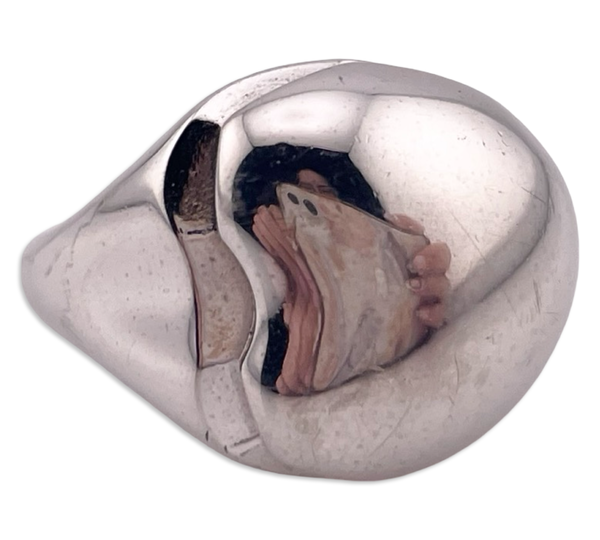 size 8.25 rhodium plated sterling silver stoneless chunky ring