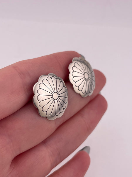 sterling silver concho post earrings