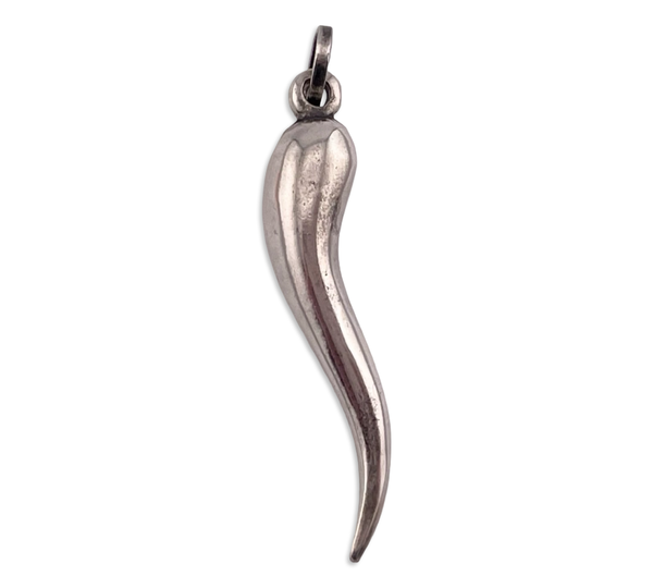 sterling silver large Italian horn pendant