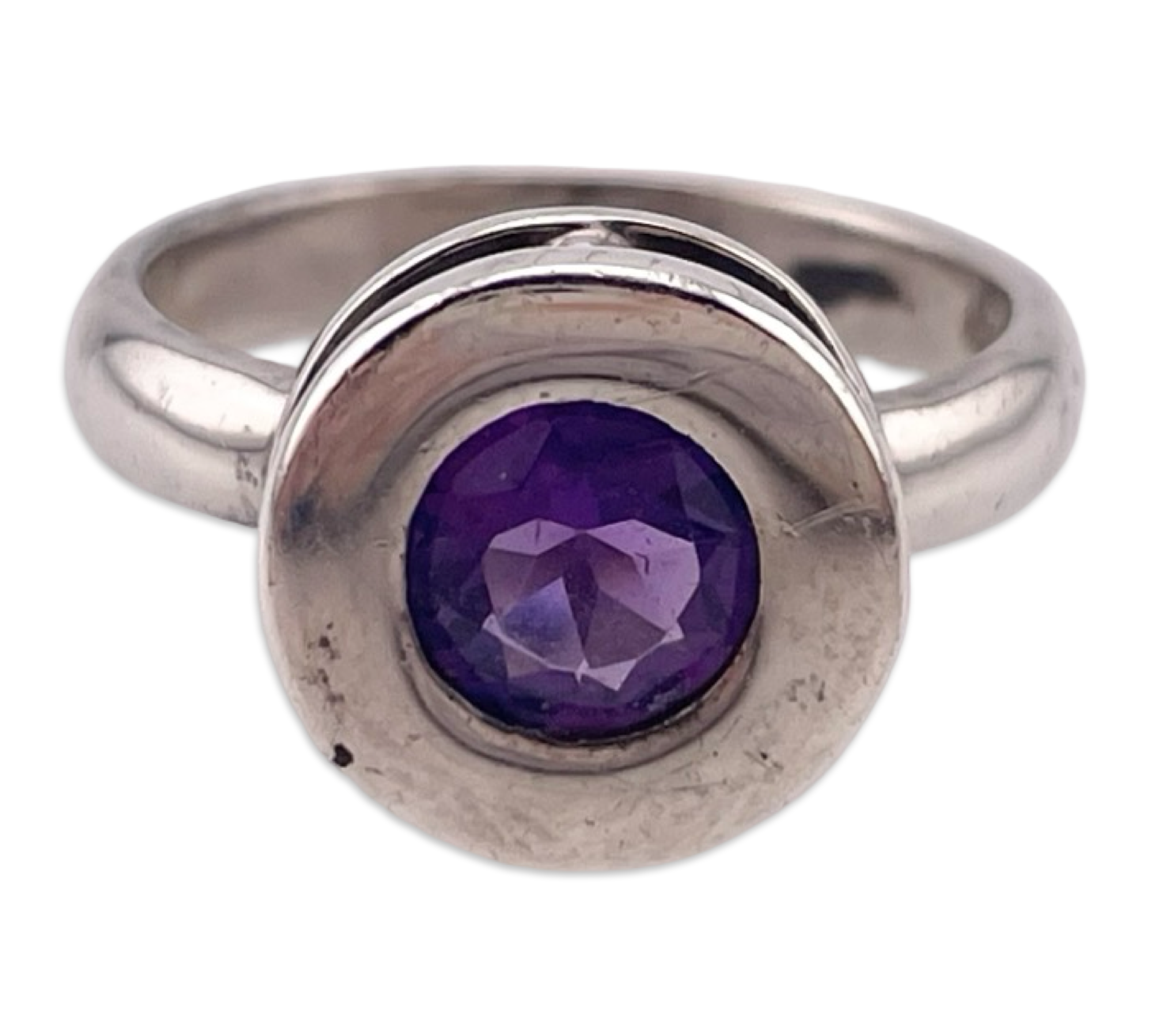 size 8 sterling silver faceted amethyst ring