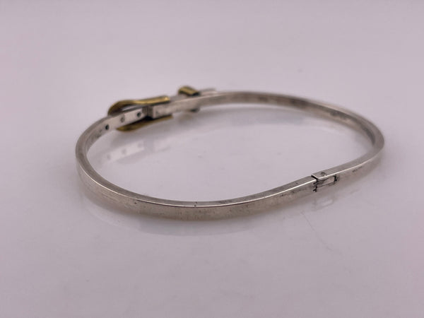 sterling silver & brass Mexican belt hinge bracelet