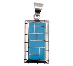sterling silver stabilized turquoise inlay pendant