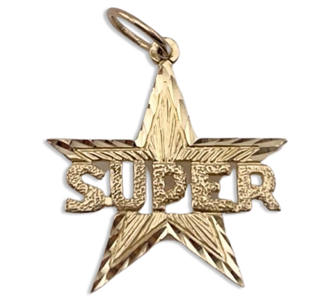 14k yellow gold 'SUPER' star pendant