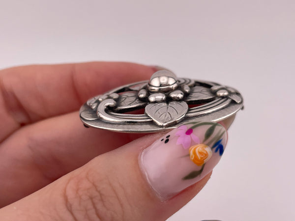 830 silver Georg Jensen Denmark 1915-1930s hallmark 138 flower brooch