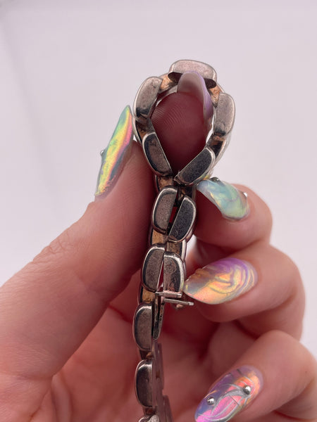 sterling silver 7" chunky panther link bracelet