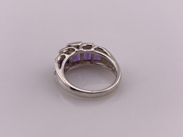 size 6 sterling silver faceted amethyst row ring