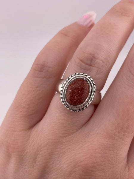 size 6.5 sterling silver goldstone ring