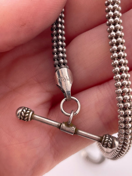 sterling silver 18 3/4" ball tube chain toggle clasp necklace