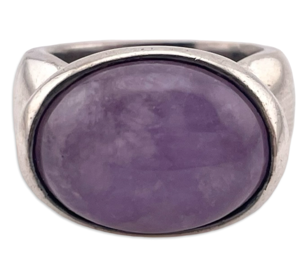 size 6 sterling silver Espo chunky heavy amethyst ring