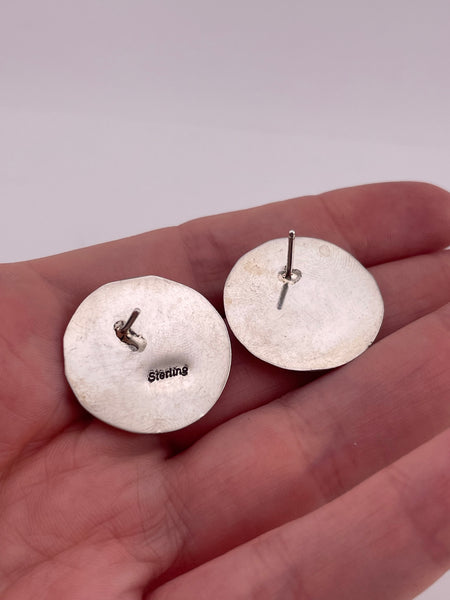 sterling silver 7/8" stoneless round dome shadowbox post earrings