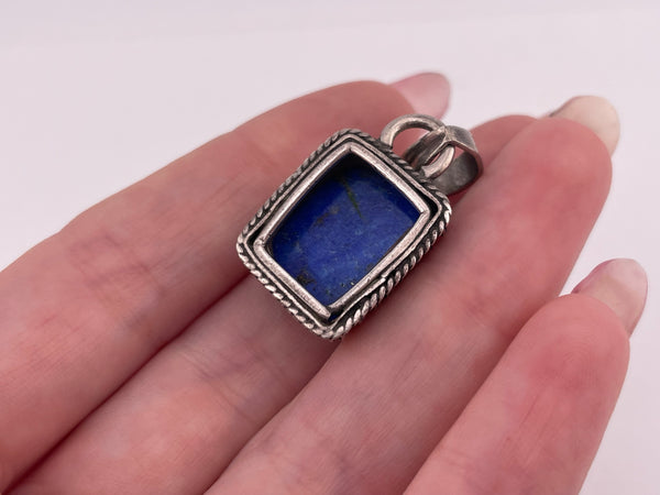 sterling silver rectangle lapis pendant