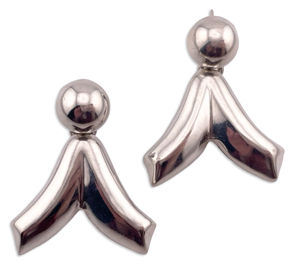 sterling silver Mexican stoneless post dangle earrings