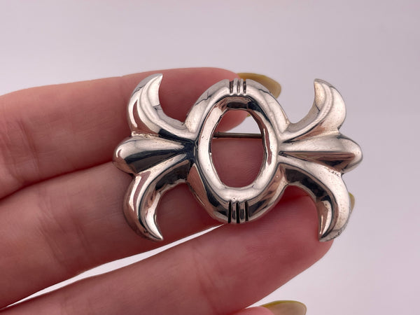 sterling silver open circle filigree brooch