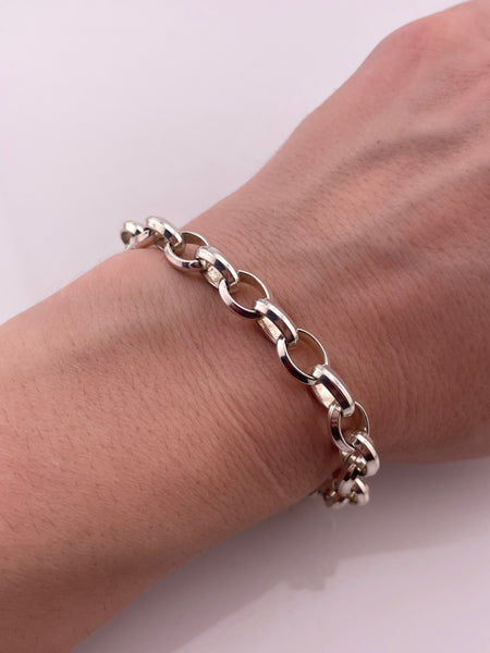 sterling silver 7 7/8" Milor chunky over-sized clasp chain link bracelet
