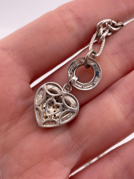 sterling silver designer Clover diamond heart chain link bracelet