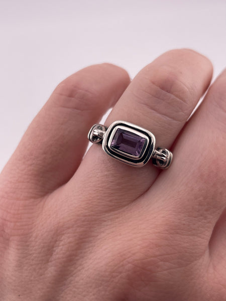 size 6.25 sterling silver Silpada faceted amethyst east west rectangle ring