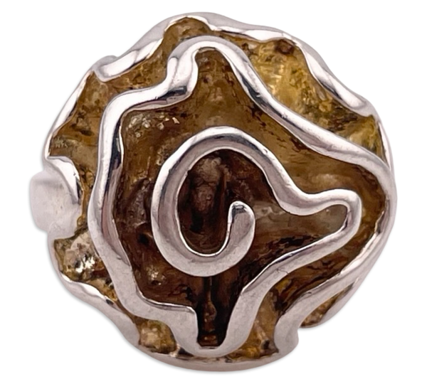 size 7.75 sterling silver abstract wavy flower ring