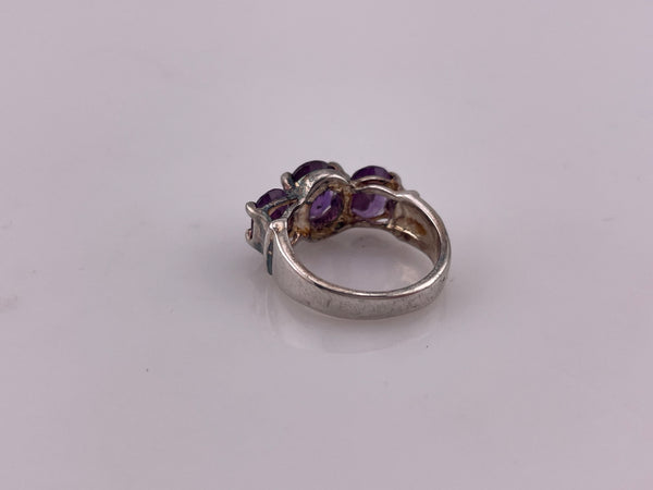size 5.25 sterling silver purple blue glass ring